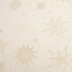 Nappe de Noël rectangulaire (140 x 240 cm) Nuit étoilée Beige et doré