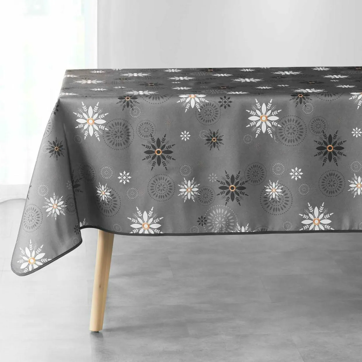 Nappe de Noël rectangulaire (150 x 240 cm) Enchanté Anthracite