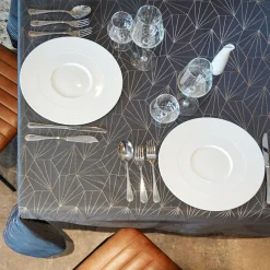 Nappe de Noël rectangulaire (145 x 240 cm) Facette Anthracite