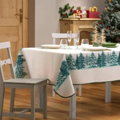 Nappe de Noël rectangulaire (150 x 240 cm) Christmas Ecru