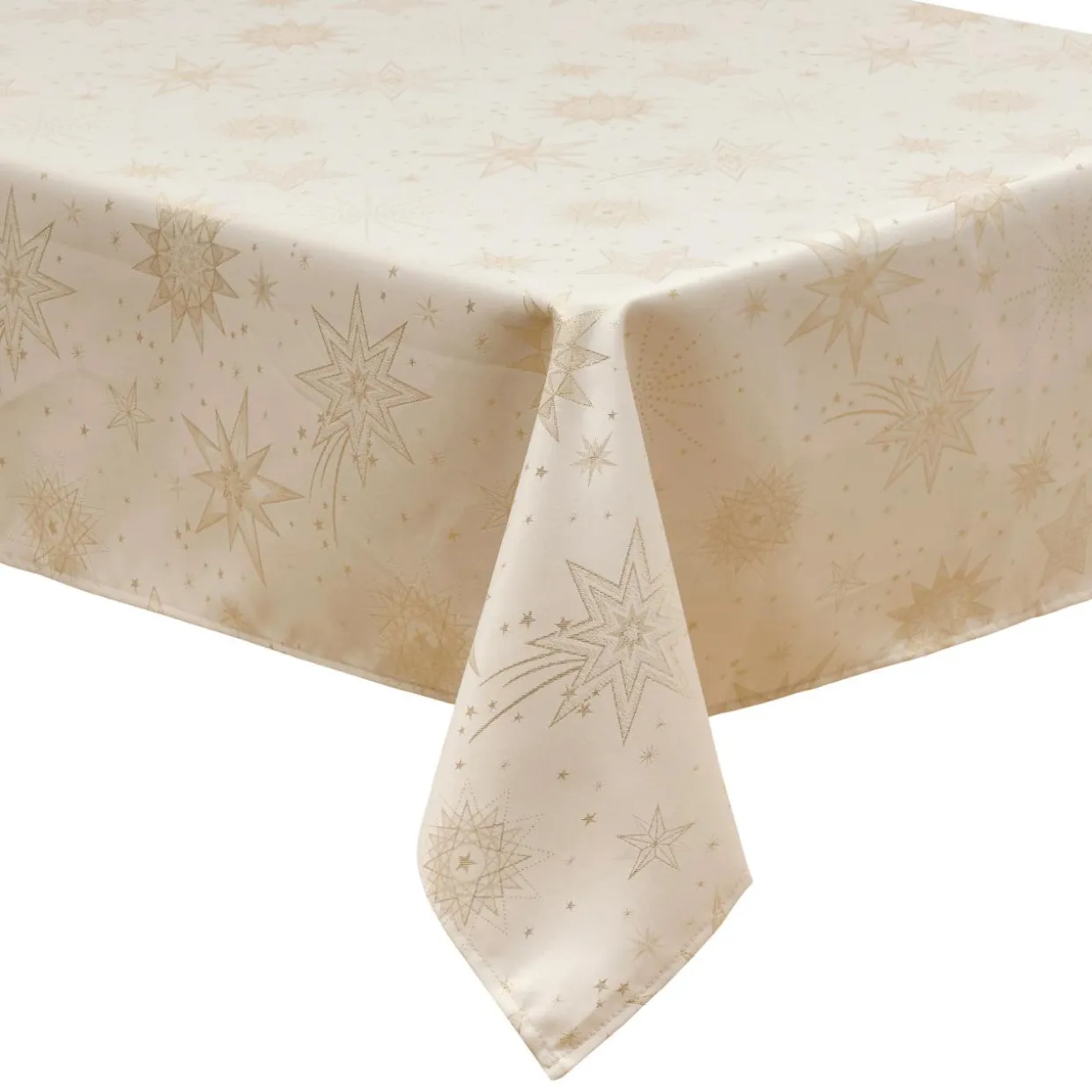 Nappe de Noël rectangulaire (360 x 140 cm) Nuit étoilée Beige et doré