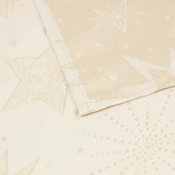 Nappe de Noël rectangulaire (360 x 140 cm) Nuit étoilée Beige et doré