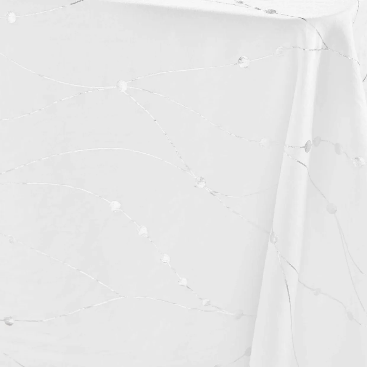 Nappe de Noël rectangulaire (140 x 240 cm) Astrelia Blanc et argent