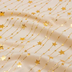 Nappe de Noël rectangulaire (360 x 140 cm) Pluie d'étoiles Ivoire et doré