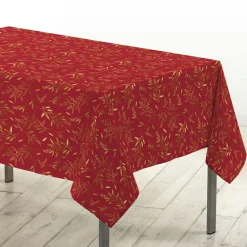 Nappe de Noël rectangulaire (140 x 240 cm) Naelle Rouge et or