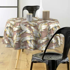 Nappe enduite PVC ronde imperméable (Diamètre 160 cm) Ebany Chocolat