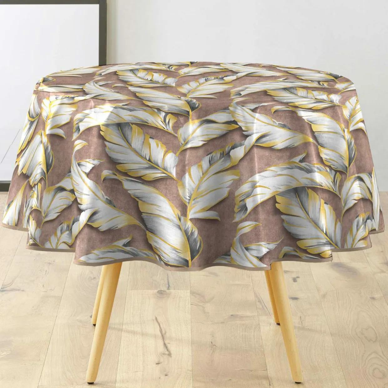 Nappe enduite PVC ronde imperméable (Diamètre 160 cm) Ebany Chocolat