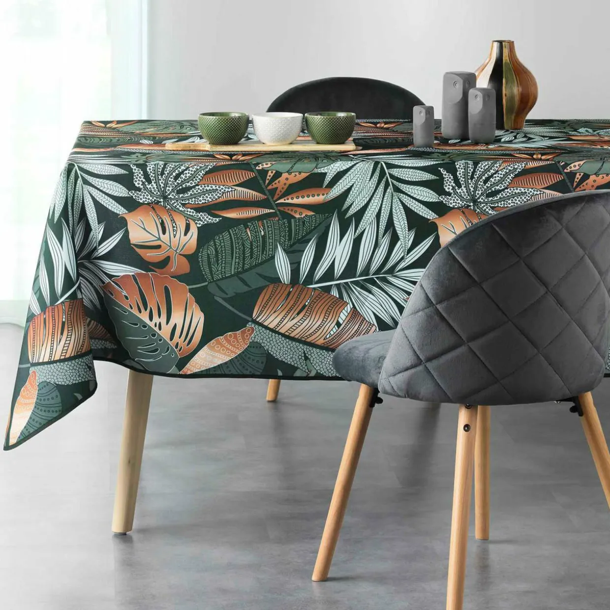 Nappe rectangulaire anti tache (150 x 240 cm) Alianor Vert kaki