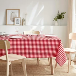 Nappe rectangulaire anti tache (140 x 200 cm) Elise Vichy Rouge