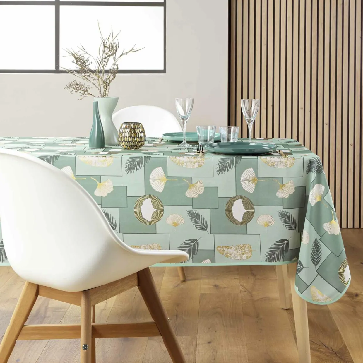 Nappe rectangulaire anti tache (145 x 240 cm) Natane Vert sauge