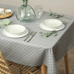 Nappe rectangulaire anti tache (150 x 300 cm) Livia Grise
