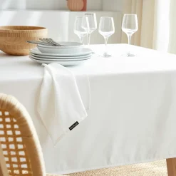 Nappe rectangulaire anti tache (140 x 300 cm) Elise Blanche