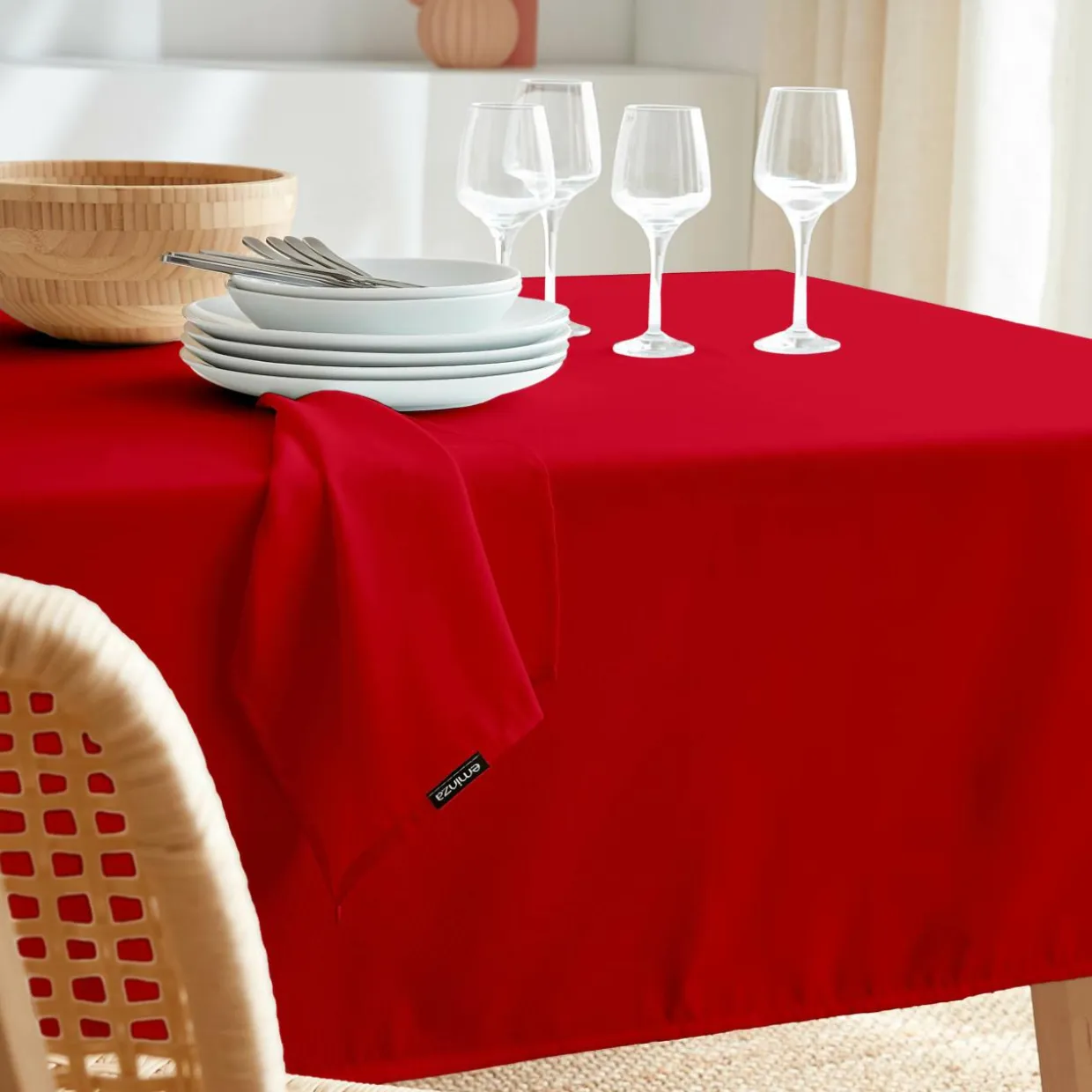 Nappe rectangulaire anti tache (140 x 350 cm) Elise Rouge