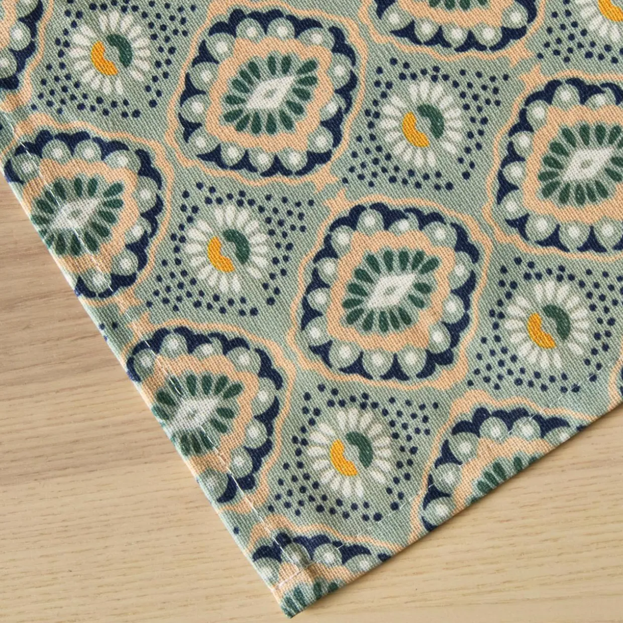Nappe rectangulaire coton enduit (150 x 350 cm) Palerme Verte