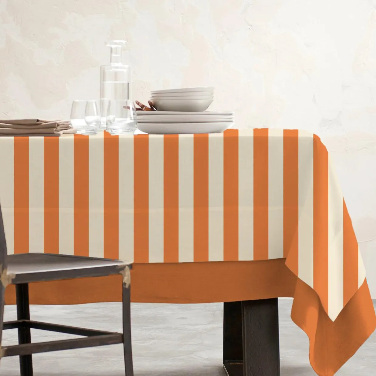 Nappe rectangulaire coton enduit (150 x 250 cm) Clementine Orange