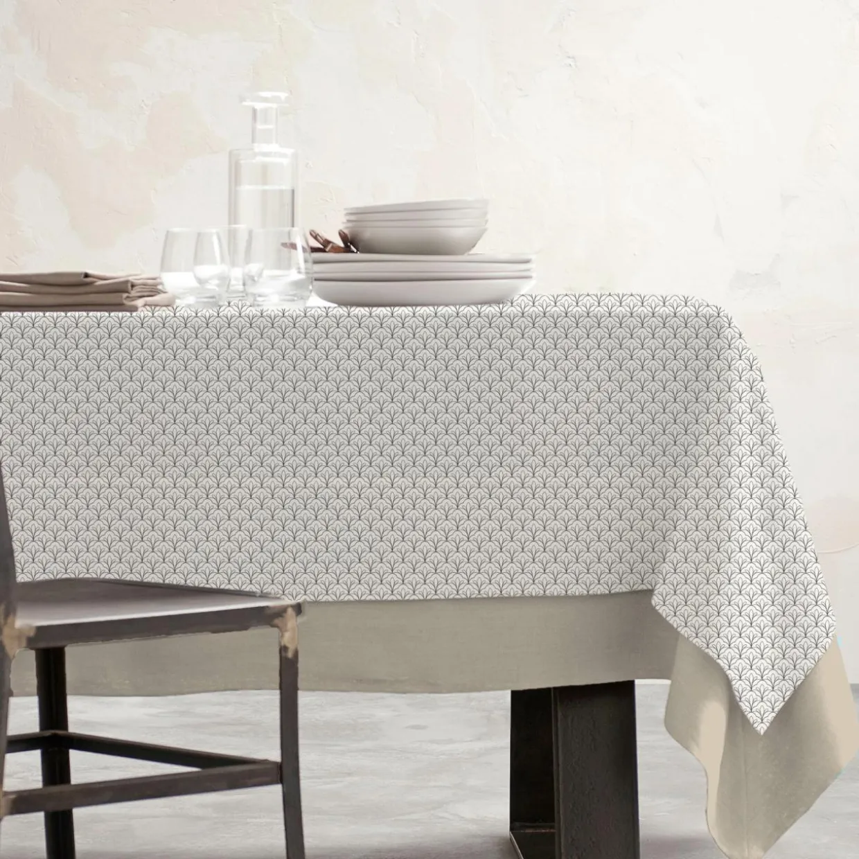 Nappe rectangulaire coton enduit (150 x 350 cm) Clara Grise