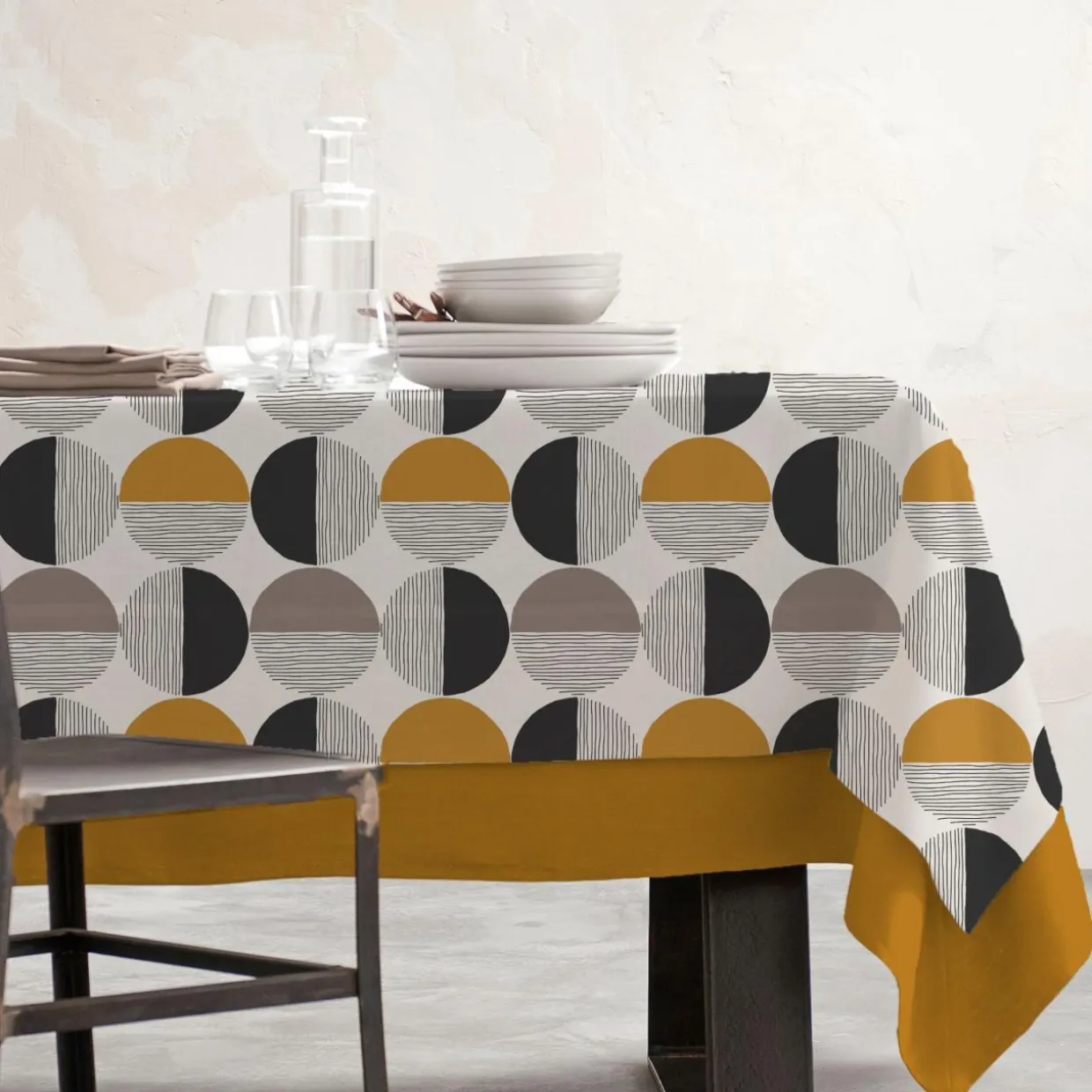 Nappe rectangulaire coton enduit (150 x 350 cm) Harlem Multicolore