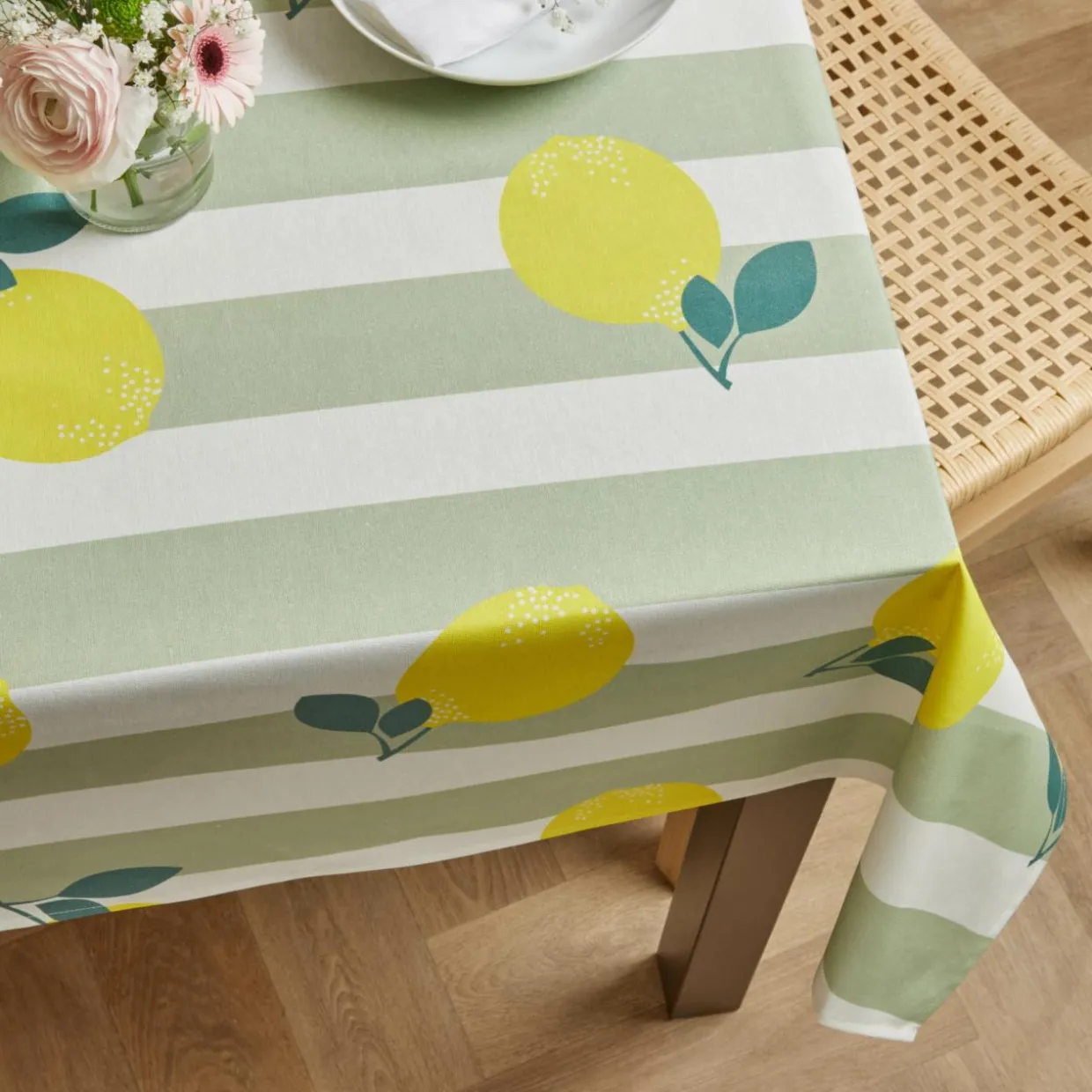 Nappe rectangulaire coton enduit (150 x 250 cm) Antibes Verte