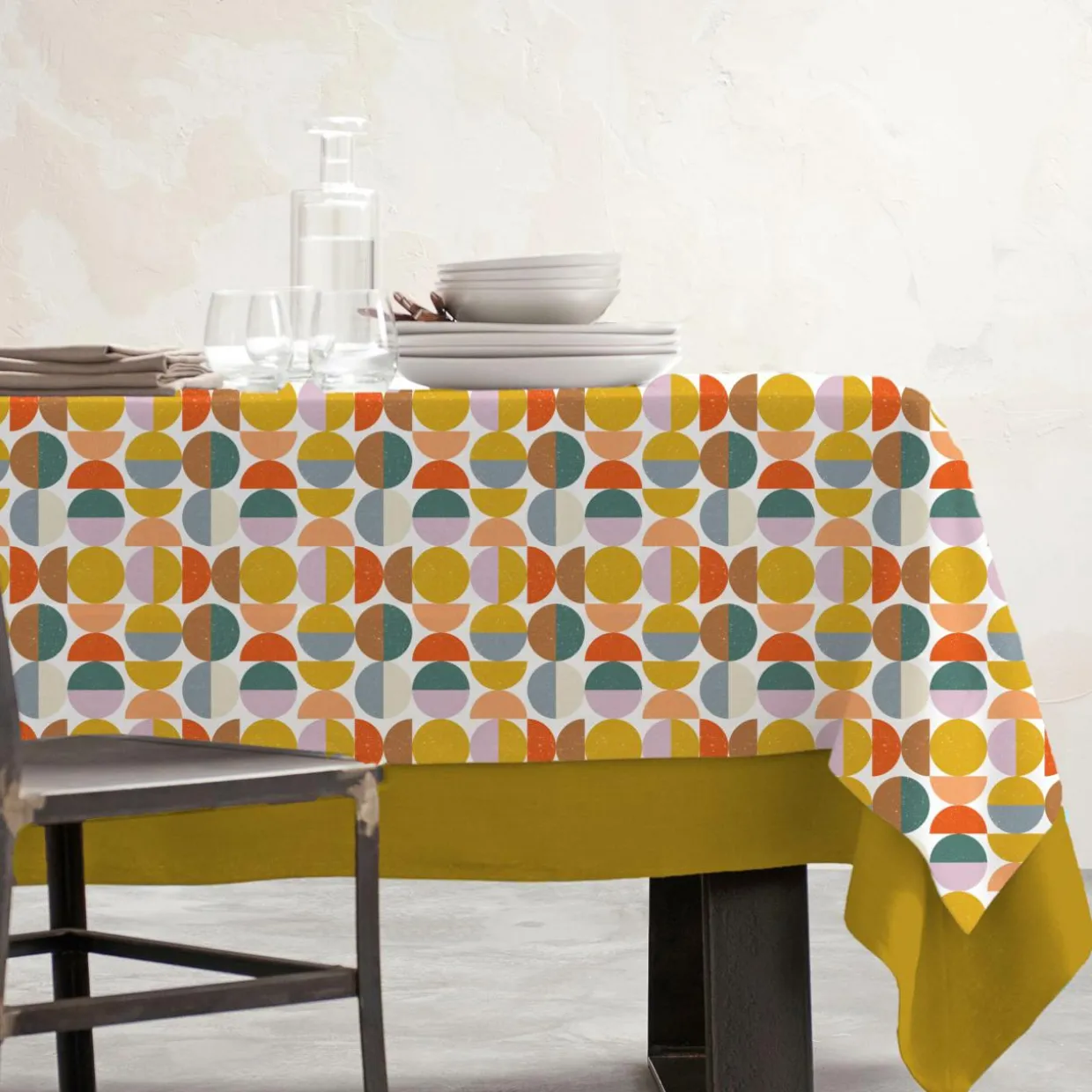 Nappe rectangulaire coton enduit (150 x 250 cm) Brooklyn Multicolore