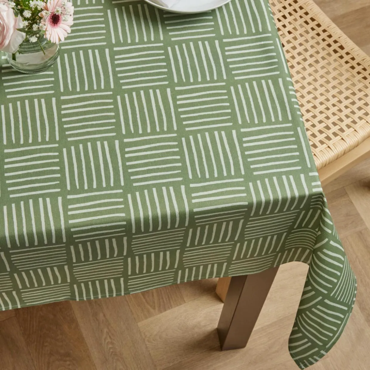 Nappe rectangulaire coton enduit (150 x 250 cm) Paolo Verte