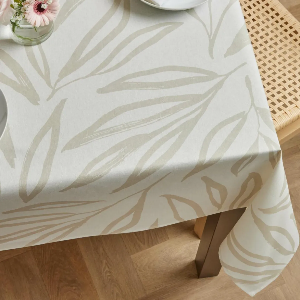 Nappe rectangulaire coton enduit (150 x 250 cm) Galice Beige