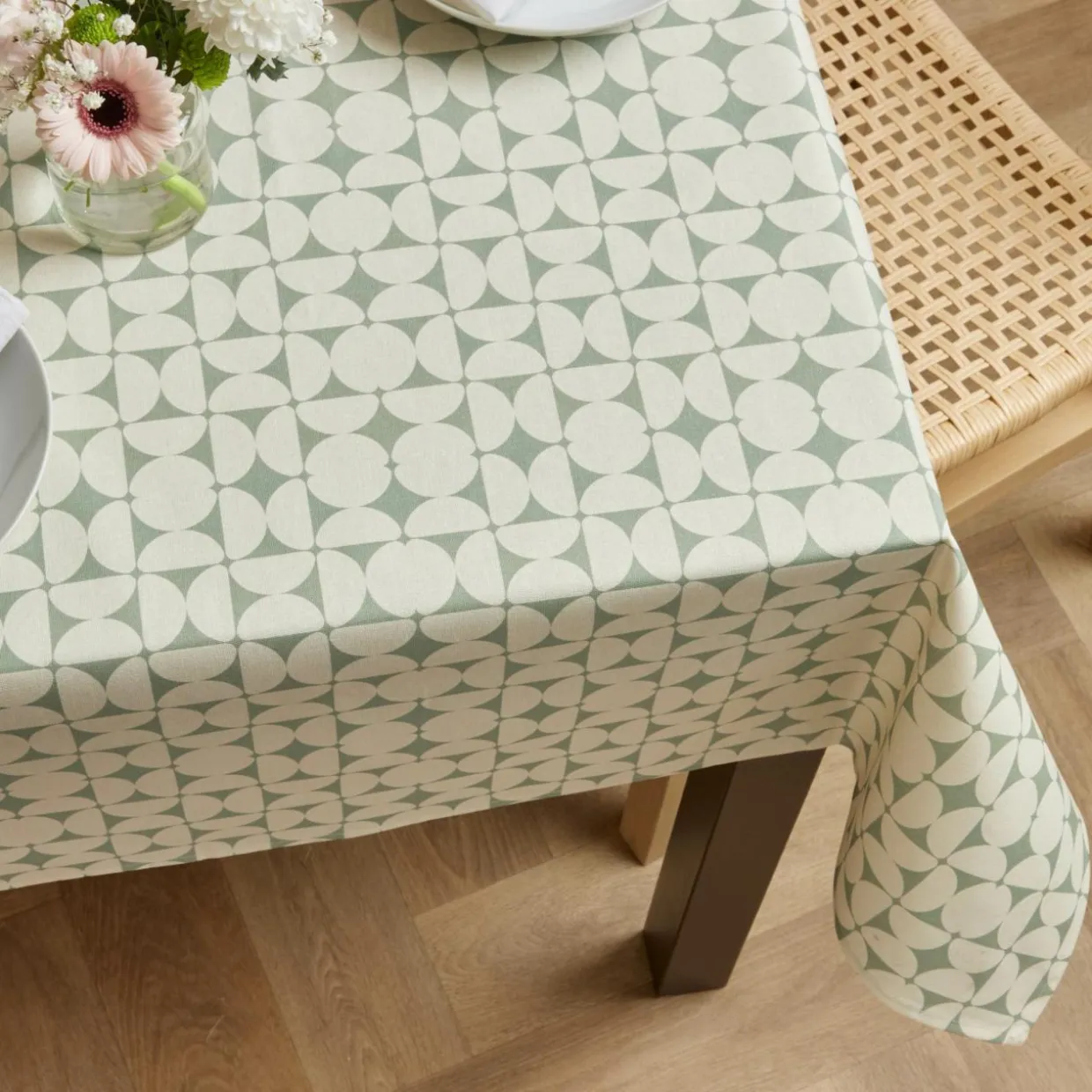 Nappe rectangulaire coton enduit (150 x 250 cm) Sofia Verte