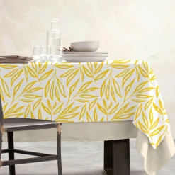 Nappe rectangulaire coton enduit (150 x 250 cm) Galice Jaune moutarde