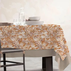 Nappe rectangulaire coton enduit (150 x 350 cm) Granada Jaune moutarde