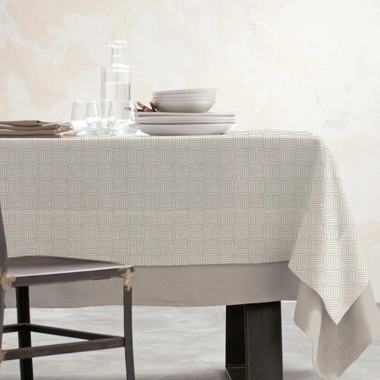 Nappe rectangulaire coton enduit (150 x 250 cm) Paolo Beige