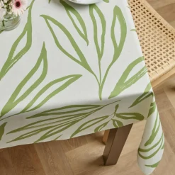 Nappe rectangulaire coton enduit (150 x 350 cm) Galice Vert eucalyptus