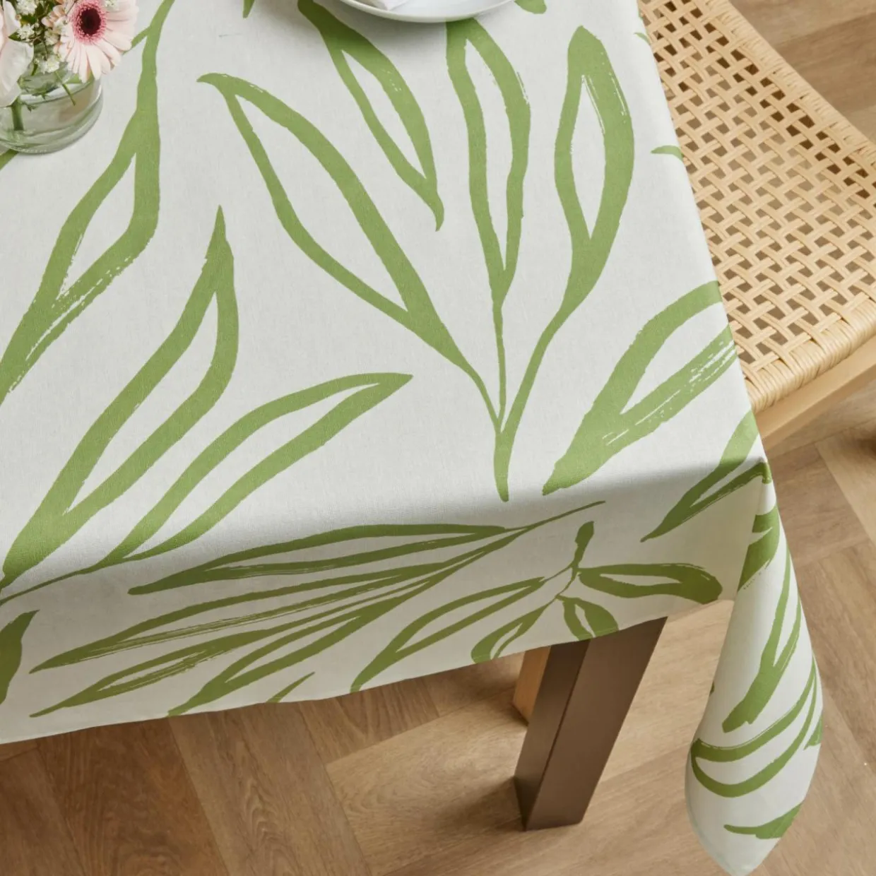 Nappe rectangulaire coton enduit (150 x 350 cm) Galice Vert eucalyptus