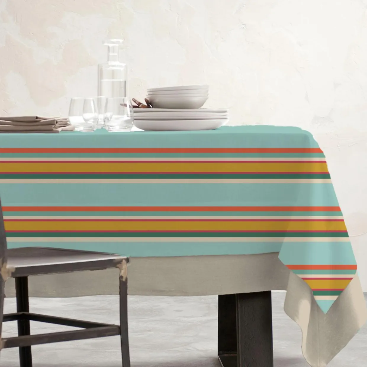 Nappe rectangulaire coton enduit (150 x 350 cm) Cervione Multicolore