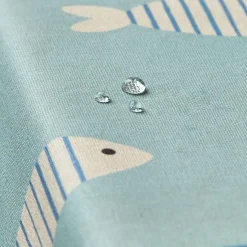 Nappe rectangulaire coton enduit (150 x 350 cm) Fish Bleue
