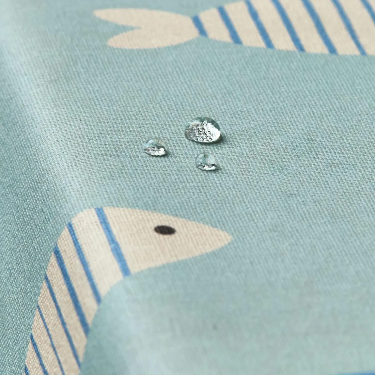 Nappe rectangulaire coton enduit (150 x 350 cm) Fish Bleue