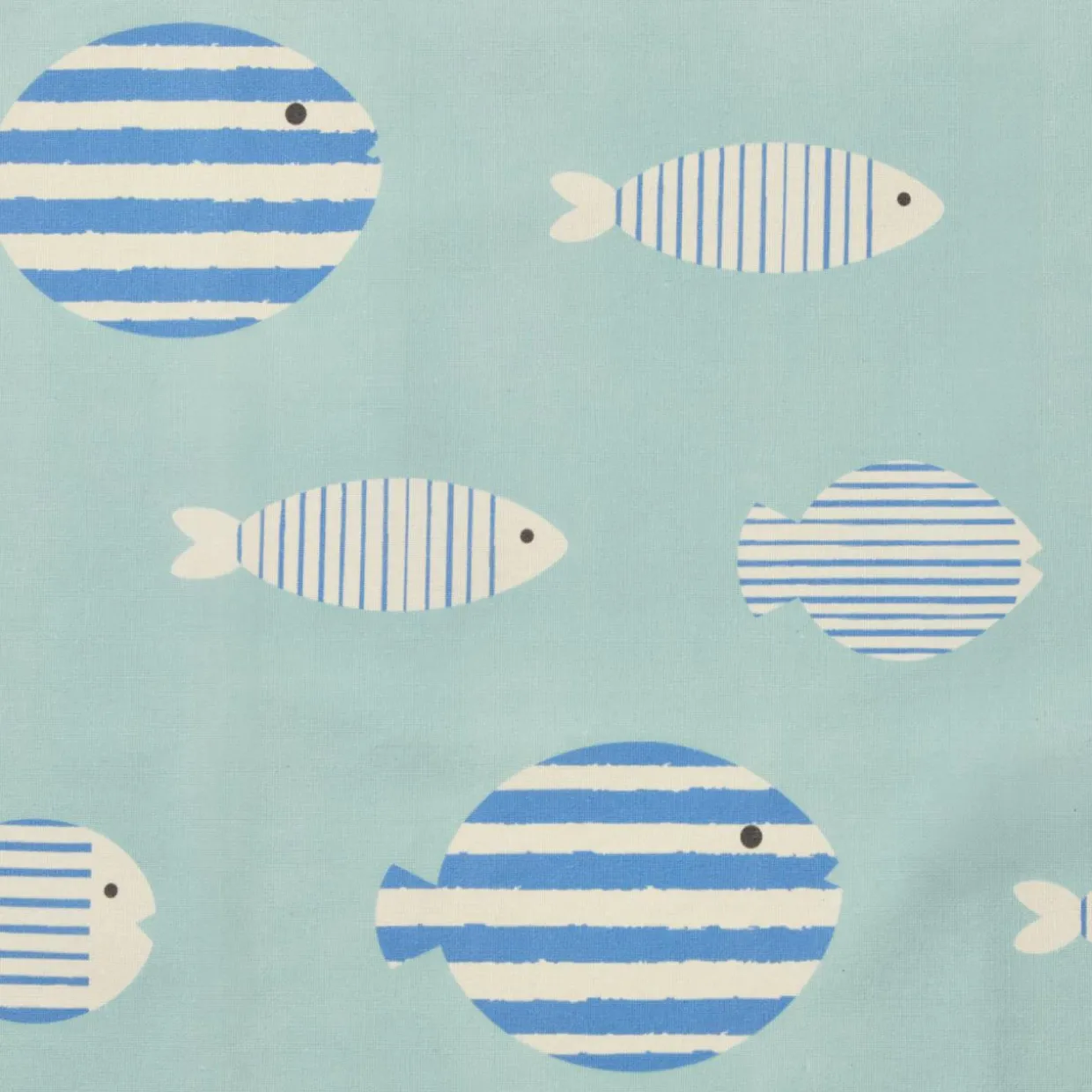 Nappe rectangulaire coton enduit (150 x 350 cm) Fish Bleue