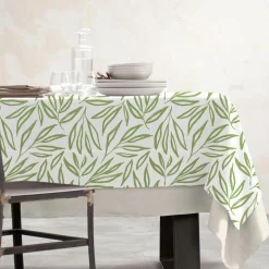 Nappe rectangulaire coton enduit (150 x 250 cm) Galice Vert eucalyptus