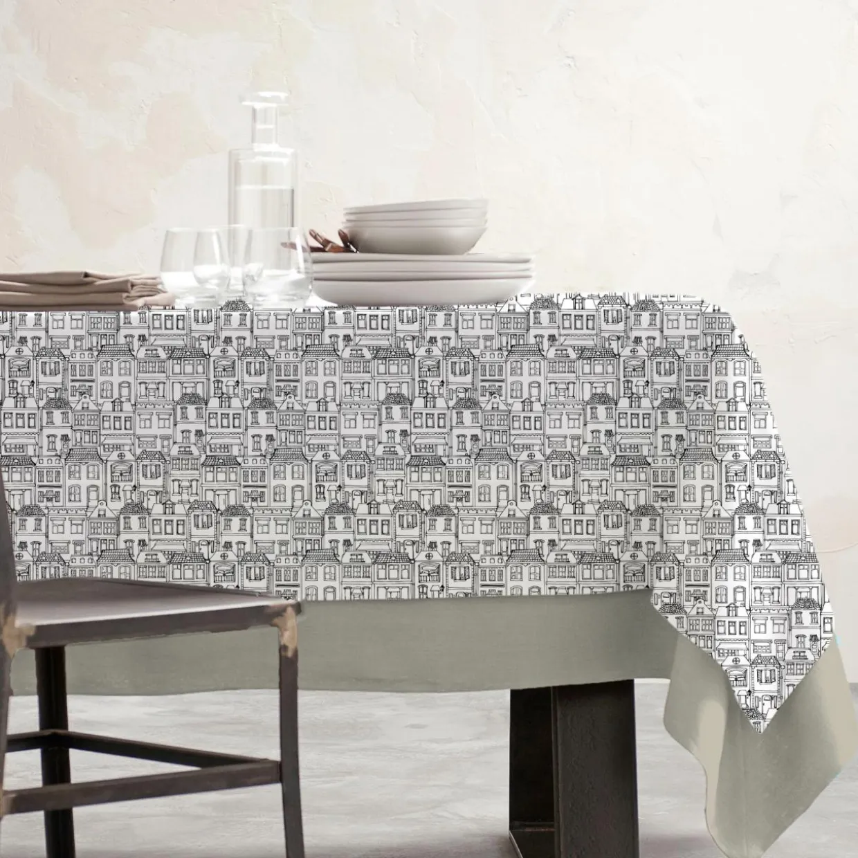 Nappe rectangulaire coton enduit (150 x 250 cm) Home Grise
