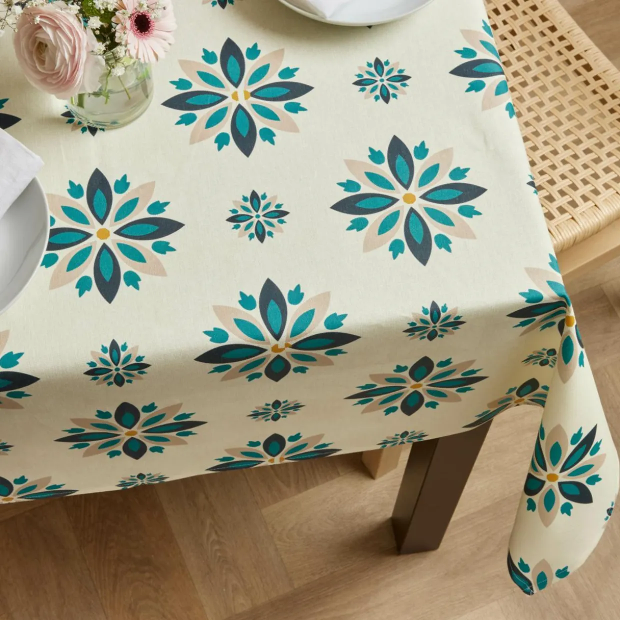 Nappe rectangulaire coton enduit (150 x 250 cm) Porto Multicolore