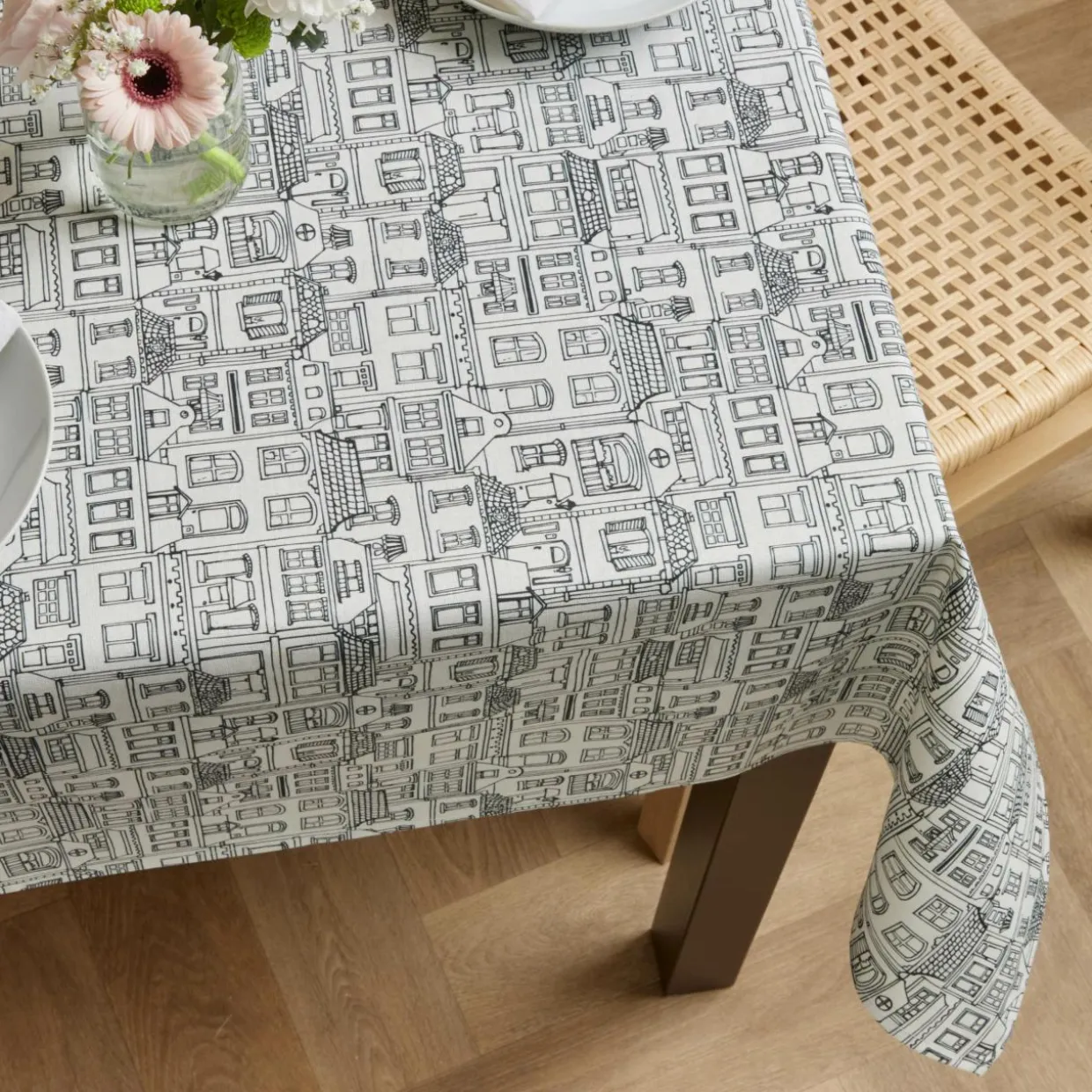 Nappe rectangulaire coton enduit (150 x 350 cm) Home Grise