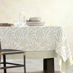 Nappe rectangulaire coton enduit (150 x 350 cm) Galice Beige