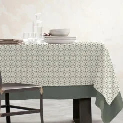 Nappe rectangulaire coton enduit (150 x 350 cm) Sofia Verte