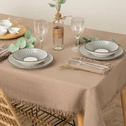 Nappe rectangulaire coton (150 x 250 cm) Maha Beige