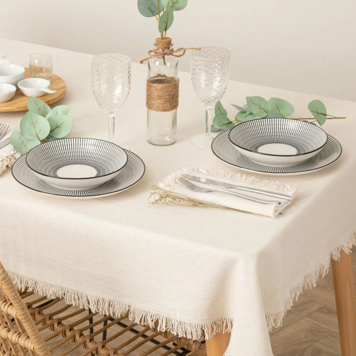 Nappe rectangulaire coton (150 x 250 cm) Maha Blanche