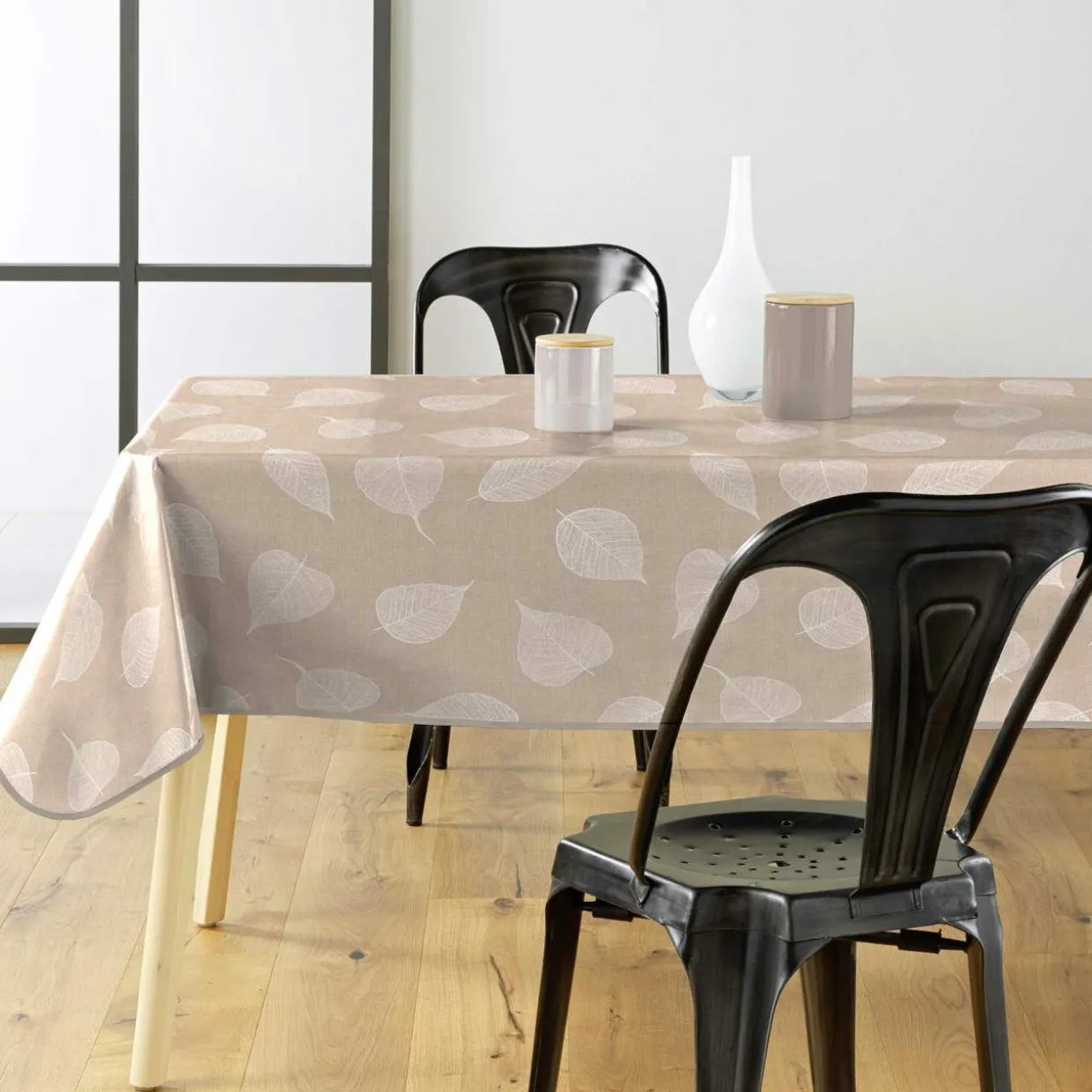 Nappe rectangulaire enduite PVC (140 x 240 cm) Feuillys Blanche