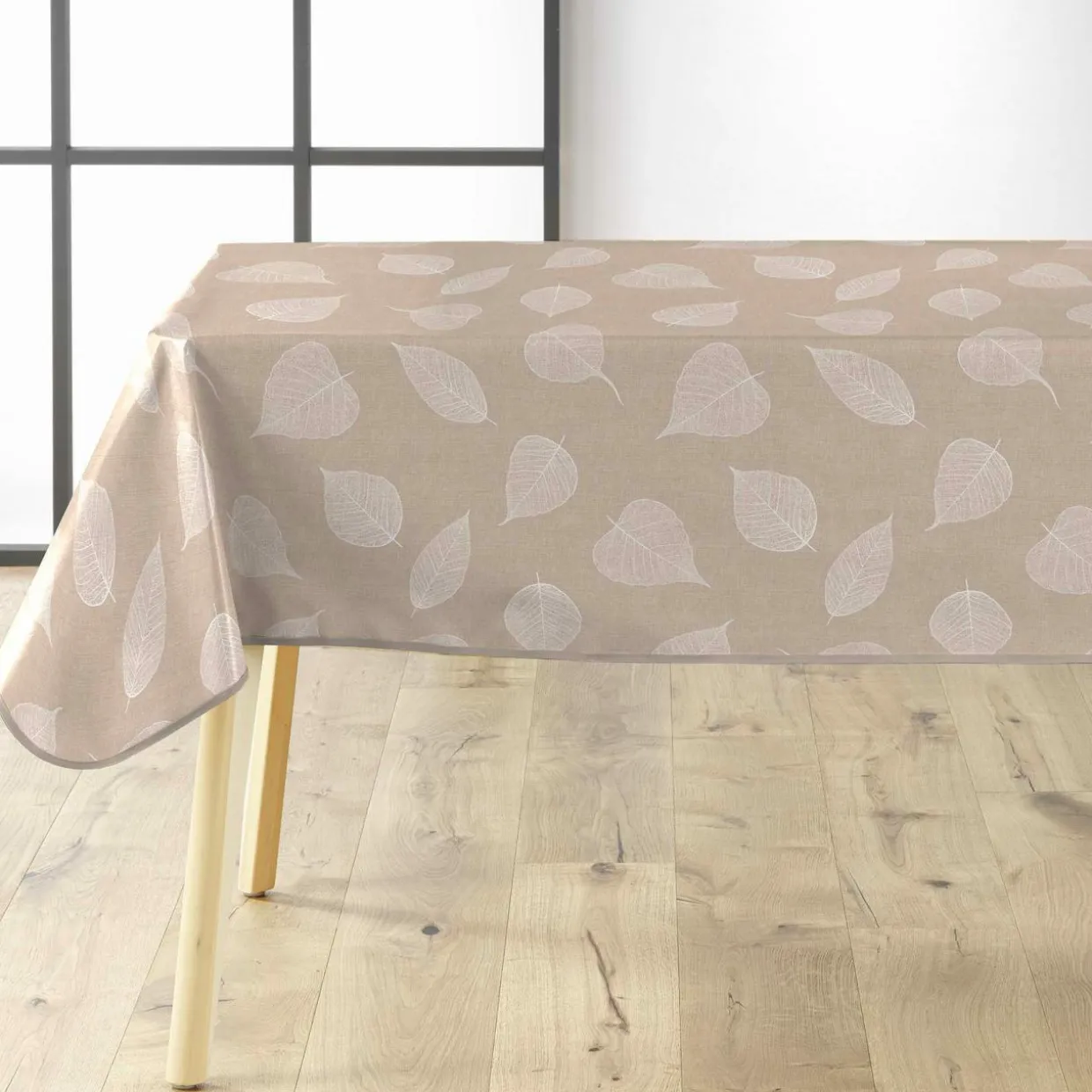 Nappe rectangulaire enduite PVC (140 x 240 cm) Feuillys Blanche