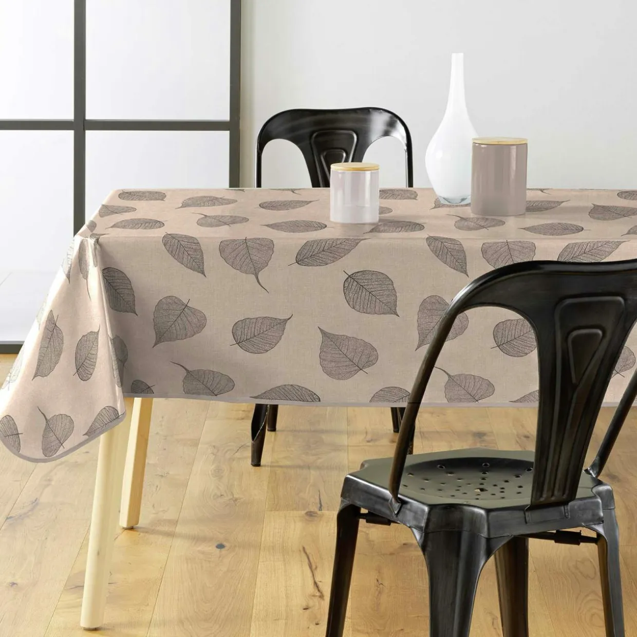 Nappe rectangulaire enduite PVC (140 x 240 cm) Feuillys Beige