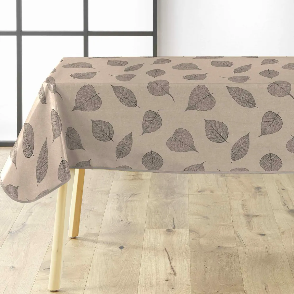 Nappe rectangulaire enduite PVC (140 x 240 cm) Feuillys Beige