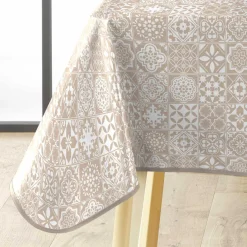Nappe rectangulaire enduite PVC (140 x 240 cm) Carella Blanche