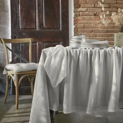 Nappe rectangulaire gaze de coton (150 x 250 cm) Gaïa Gris nuage
