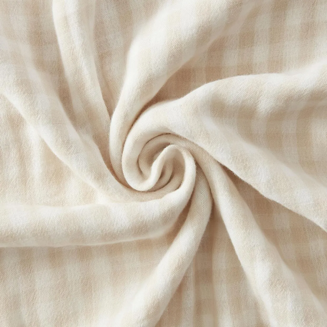Nappe rectangulaire gaze de coton (150 x 350 cm) Gaïa vichy Beige
